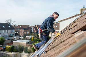 Northern Virginia homeowner performing routine roof maintenance