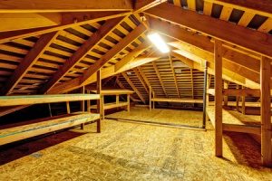 attic of a house in Northern VA that might need a roof leak repair