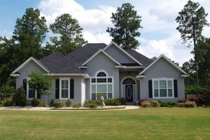 giant bluish gray home in Fairfax, VA that just received a partial roof replacement