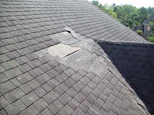 missing shingles on a roof