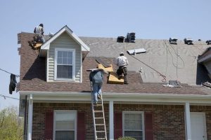 roof in Fairfax, VA that suffered roof damage and is receiving roof repair