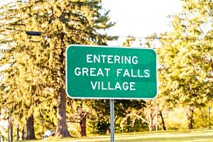 entrance sign to Great Falls, Virginia center