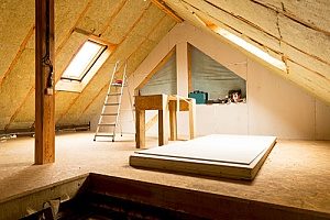 attic insulation installed by contractors