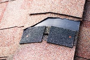 broken shingle as one of the common roof problems