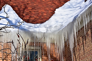 Ice Dam on red roof