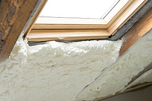 a skylight insulated with spray foam