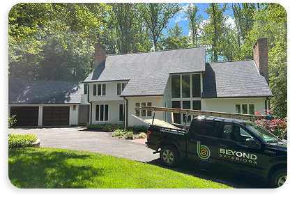 Company truck outside home